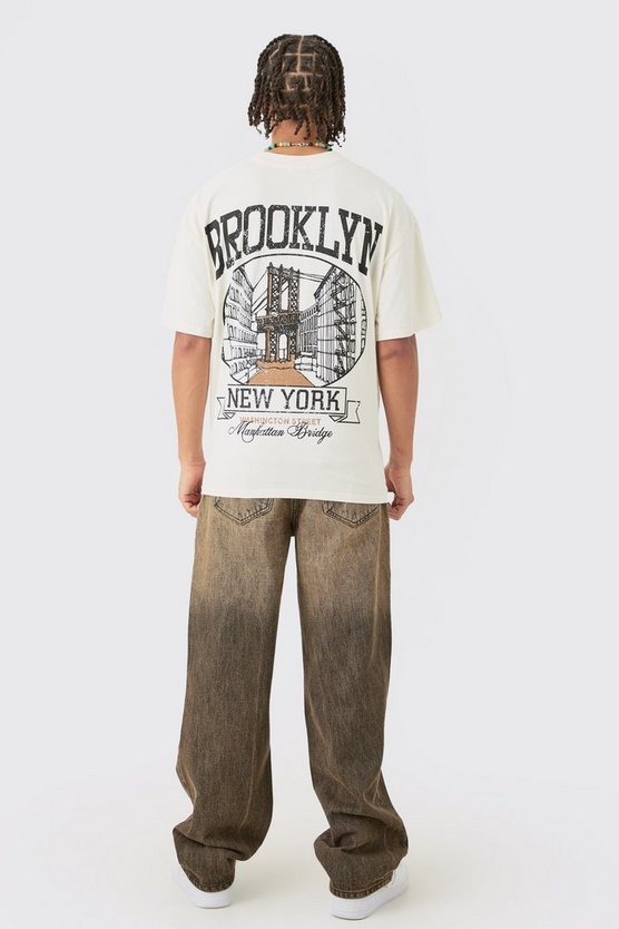 Oversize T-Shirt mit Brooklyn-Print