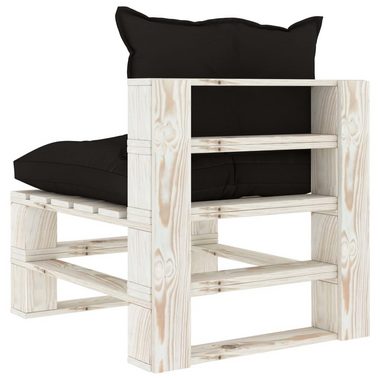 vidaXL Loungesofa Garten-Paletten-Mittelsofa mit Kissen in Schwarz Holz, 1 Teile