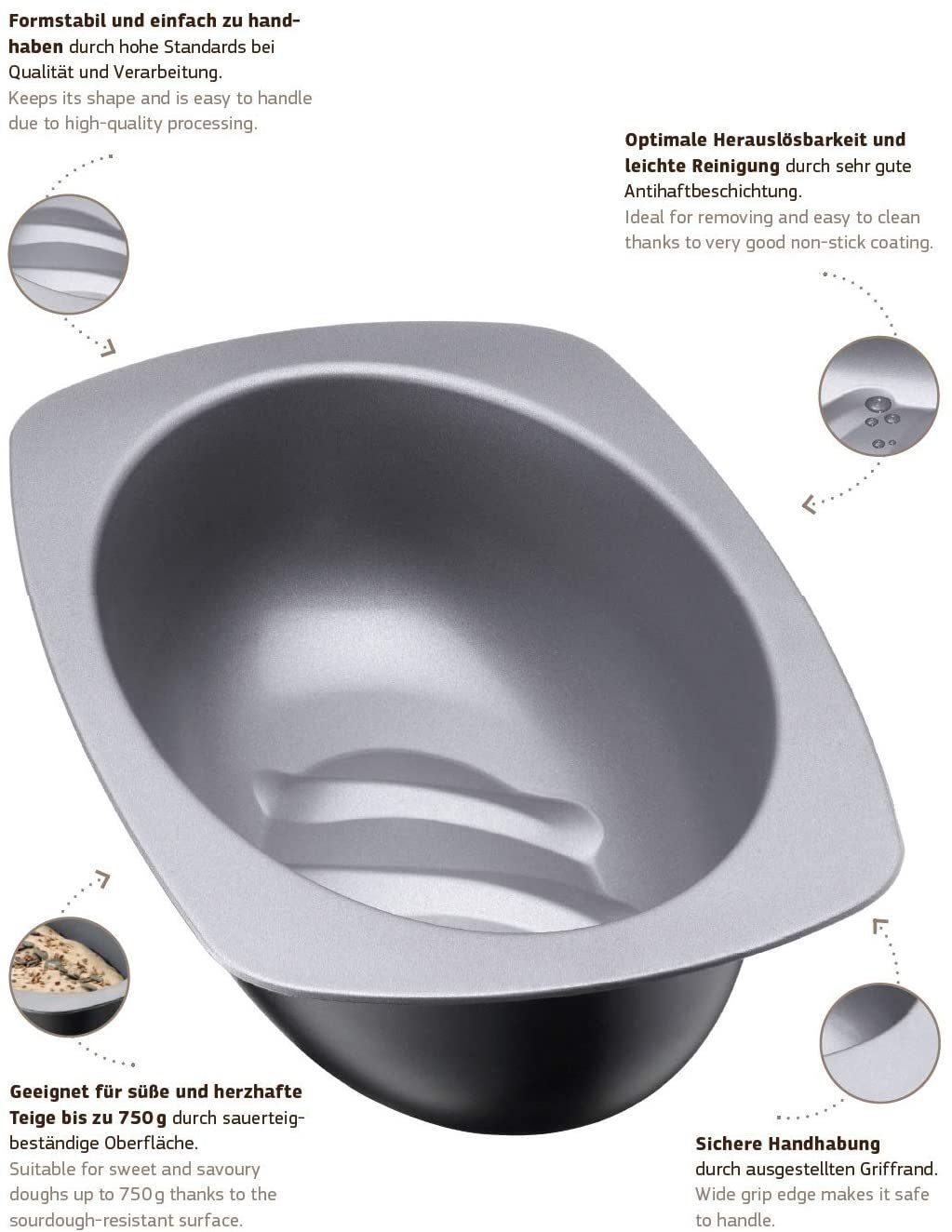 Kaiser Brotbackform Inspiration, (1x Kastenbackform (Länge 32 cm, für 750g-Brote) 2-tlg)