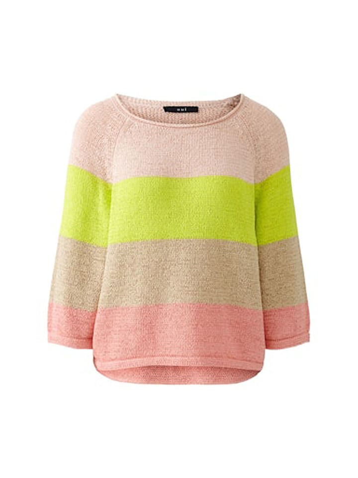 Oui Pullover in Rosa/ Grün günstig kaufen