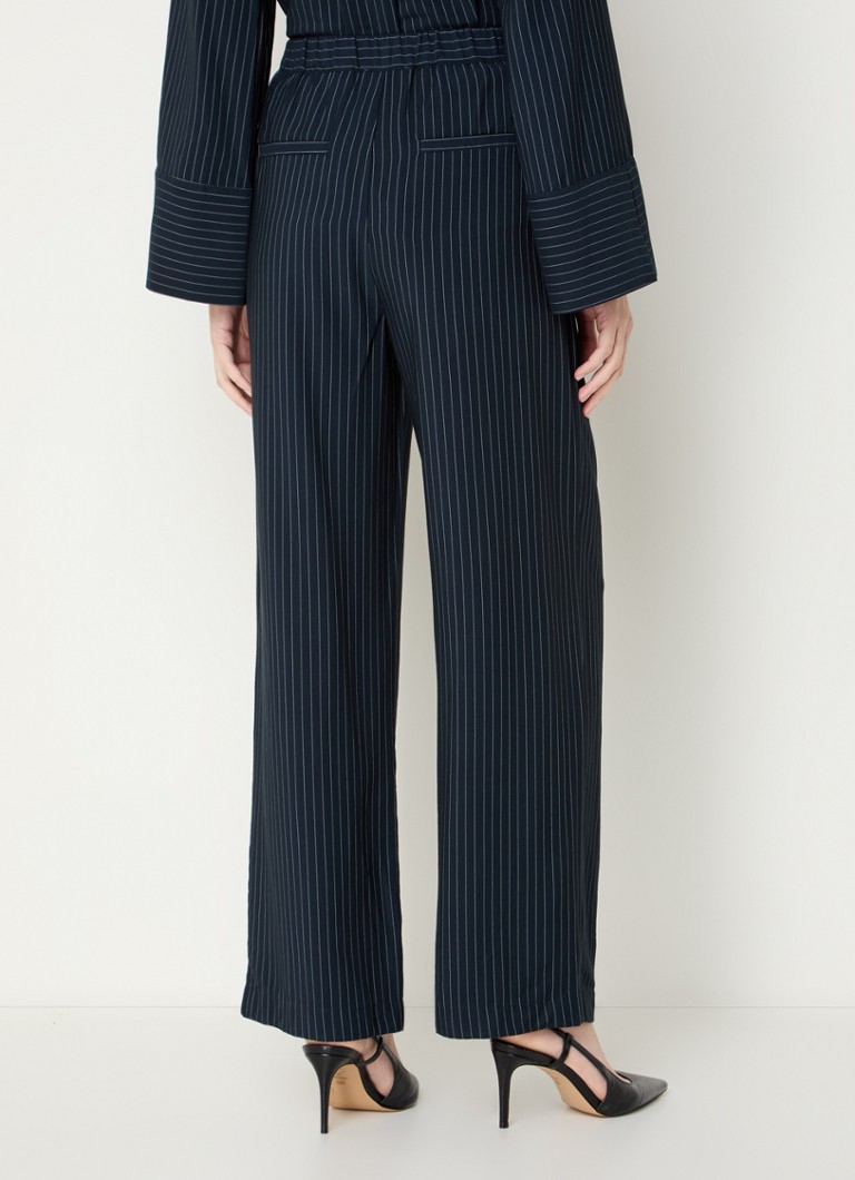 Pantaloni a gamba larga a vita alta con sottili righe modello Isabel di Modström