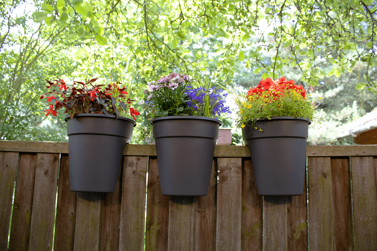 KHW KHW Geländerblumentopf Flowerclip, 3er Set, anthrazit