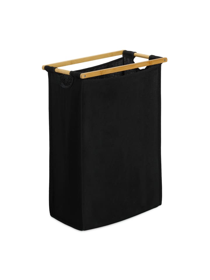 relaxdays Wäschekorbregal in Natur/ Schwarz - (B)80 x (H)105 x (T)40 cm günstig kaufen onesize