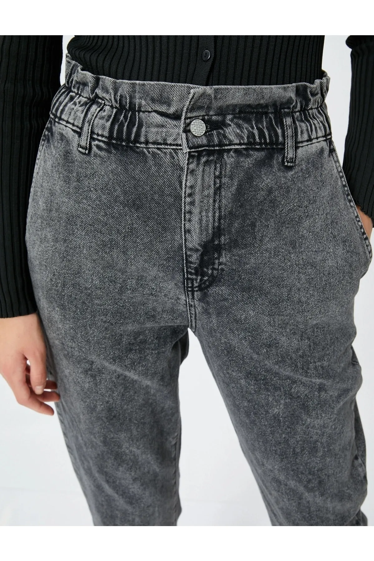Koton  Jeans mit elastischem Bund, hohe Taille – Baggy-Jeans