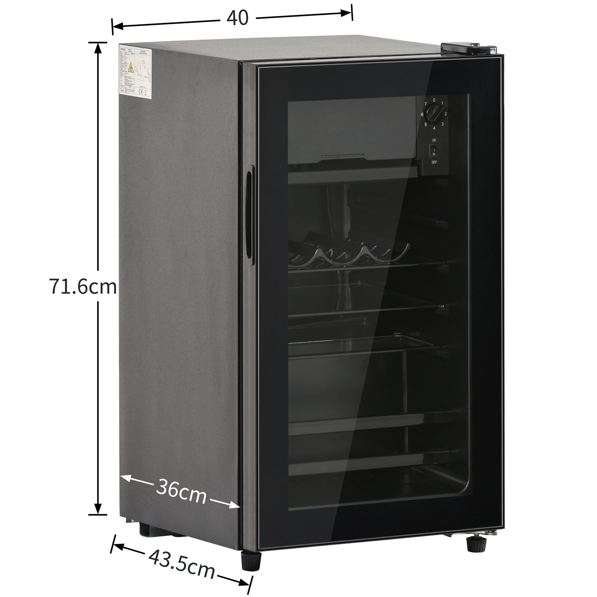 Ulife Getränkekühlschrank SC-76A, 71.6 cm hoch, 40 cm breit, höhenverstellbare Füße, Gefrierfach 6L, Kühlfach 70L, Energieklasse F
