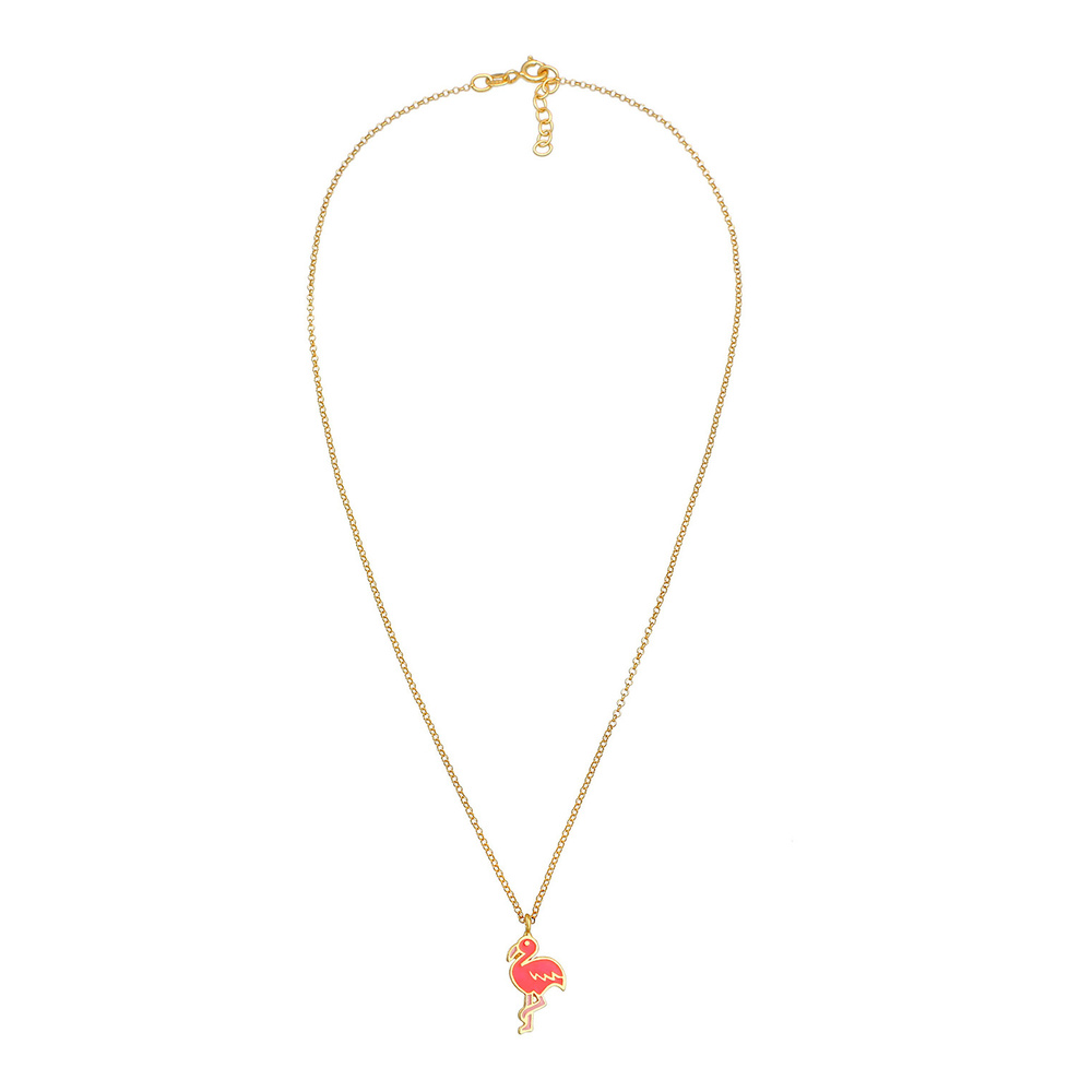 Elli Elli Collier Pendentif Flamant d'été coloré avec émail en argent sterling 925 pla collier