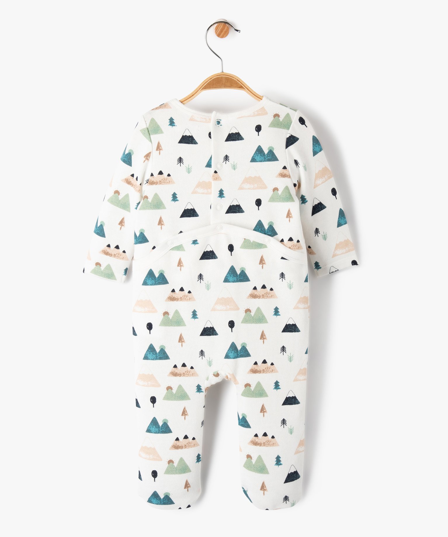 Pyjama bébé à pont-dos en jersey molletonné imprimé mon... ecru | GEMO