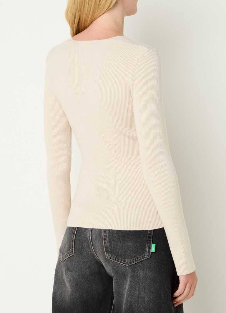 Benetton Rib-knit top with V-neck