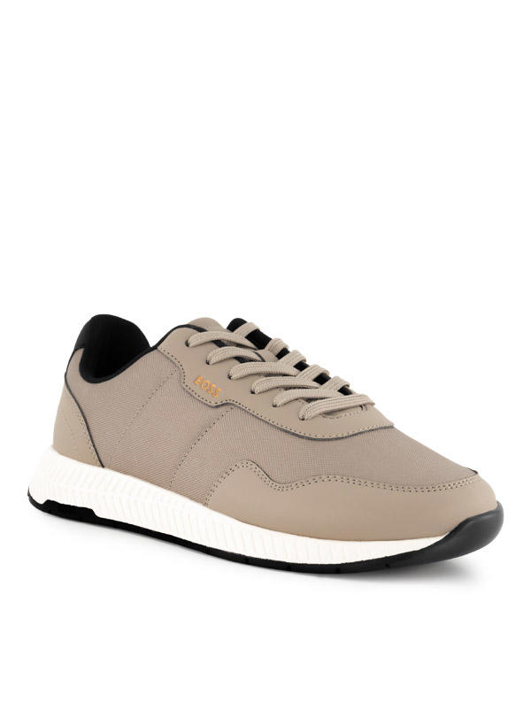 BOSS Black, Sneaker Titanium, Material-Mix, dunkelbeige