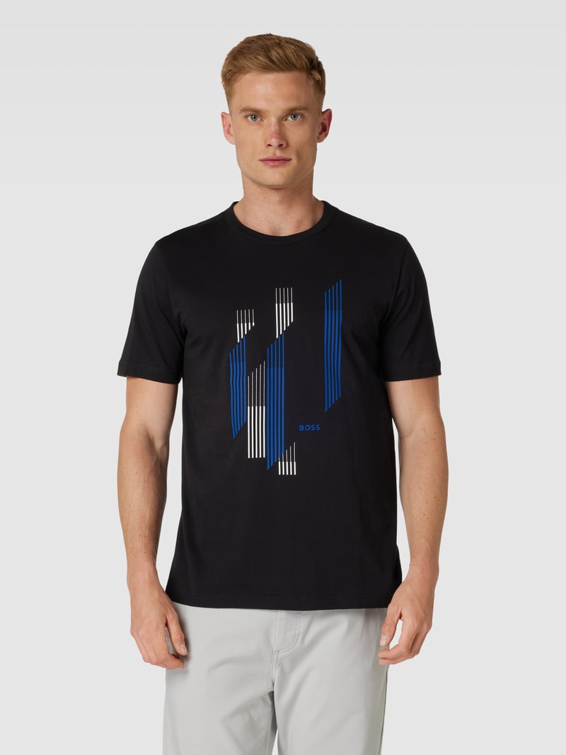 T-Shirt aus Baumwolle mit Label-Detail in schwarz