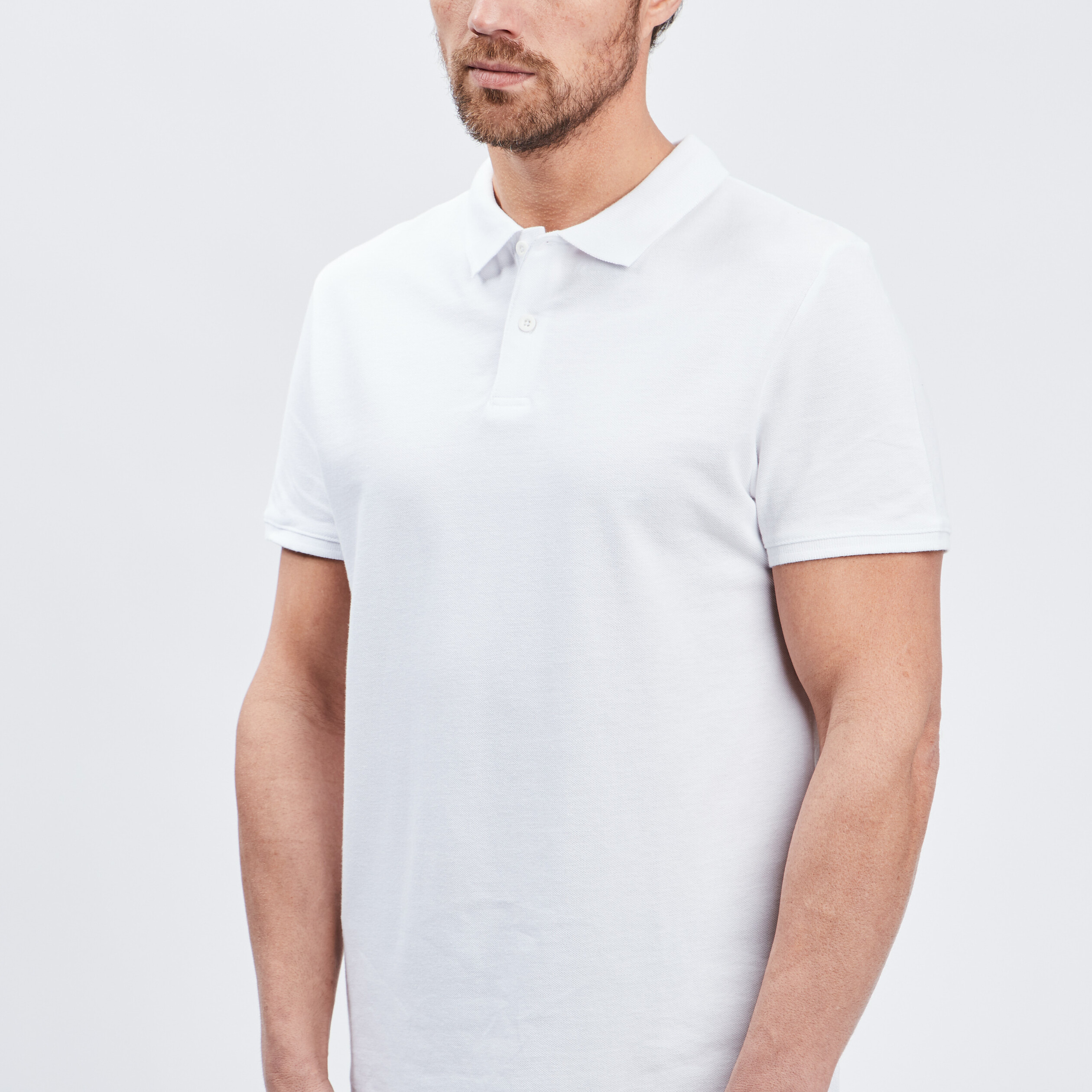 Polo en coton manches courtes blanc homme | La Halle