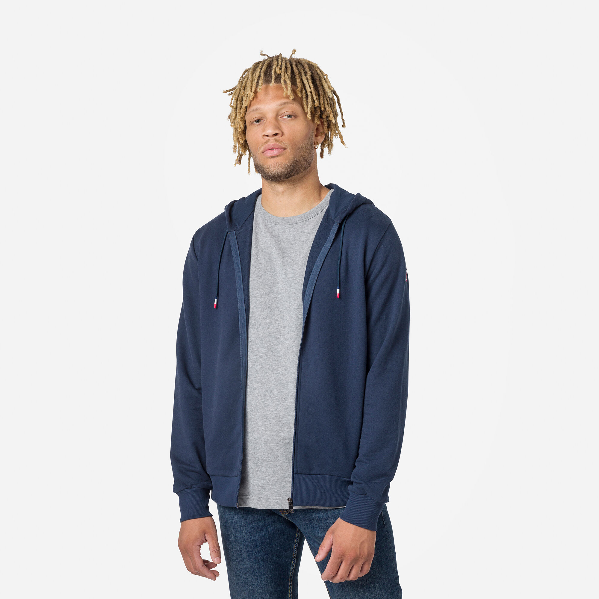 Sweat à capuche zippé molletonné Logo Homme