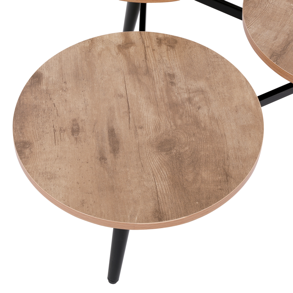 Happy Home Couchtisch 3tlg. Satztisch Beistelltisch aus Metall HWT49-HOL Holz schwarz