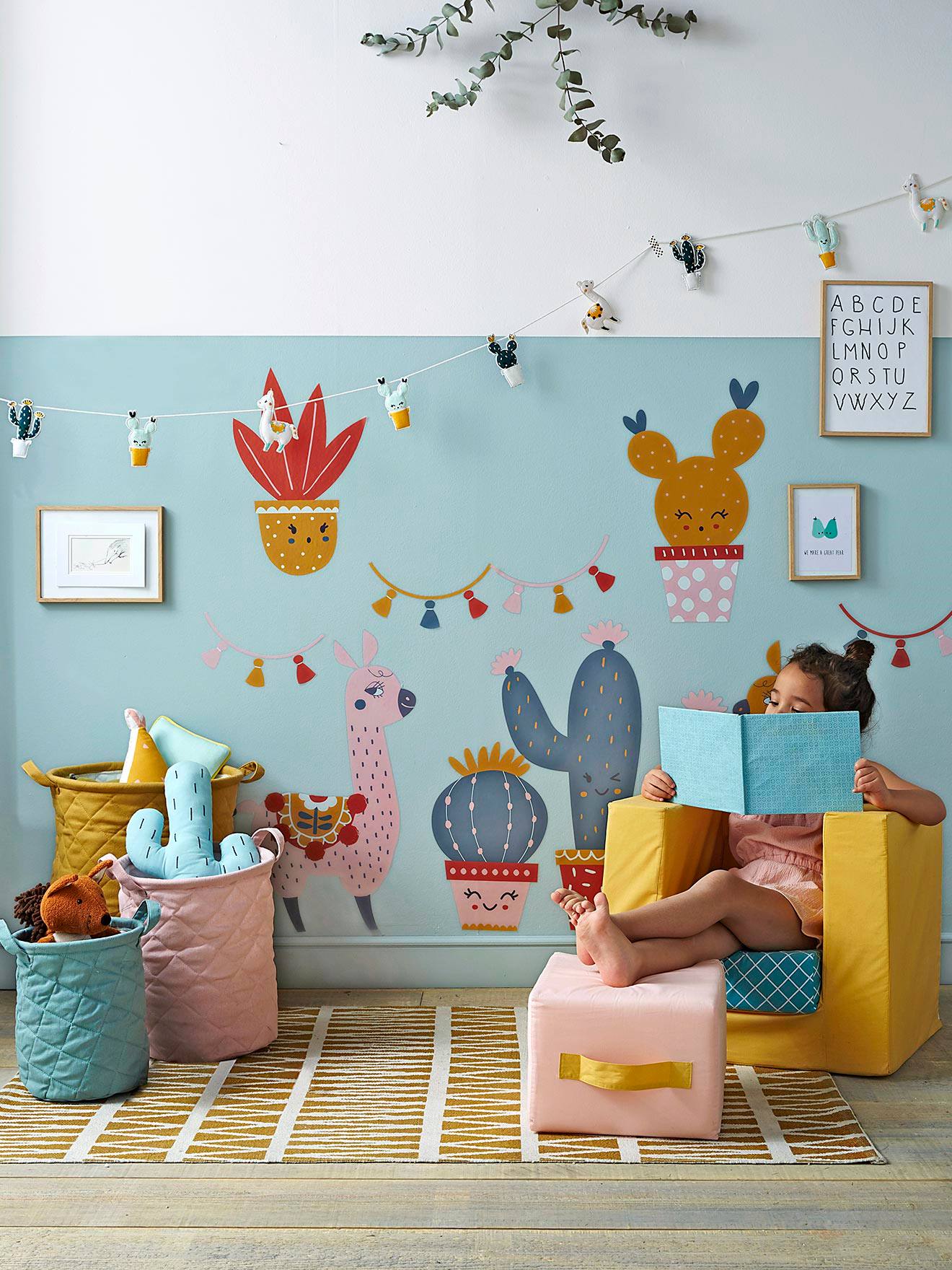 Vertbaudet Kinderzimmer Teppich, grafisches Muster - senfgelb bedruckt