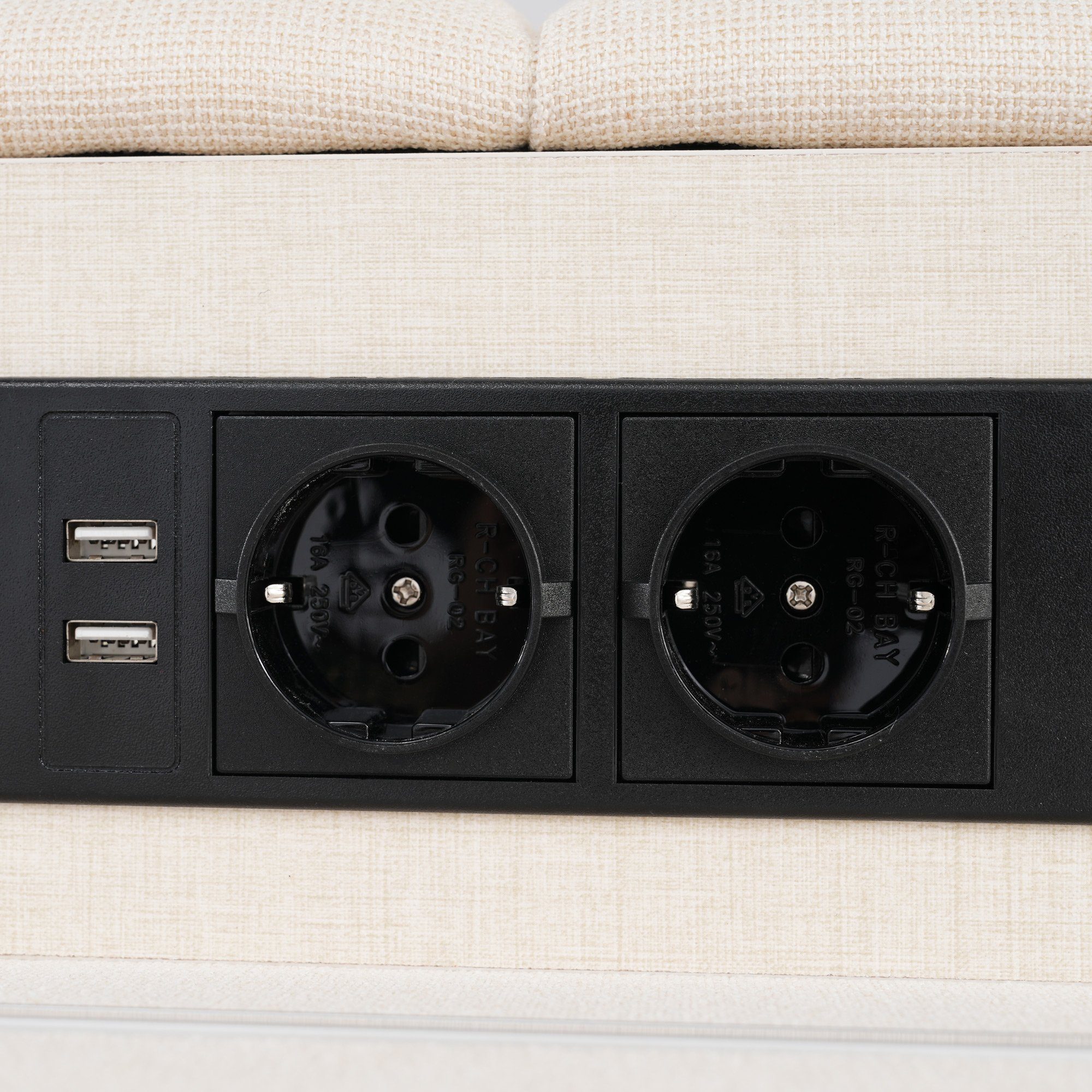 OKWISH Polsterbett Mit LED-Beleuchtung (90 x 200 cm mit aufladen USB Ladefunktion Kopfteil und 2 Schubladen, Stauraumbetten Bettgestell Ohne Matratze)