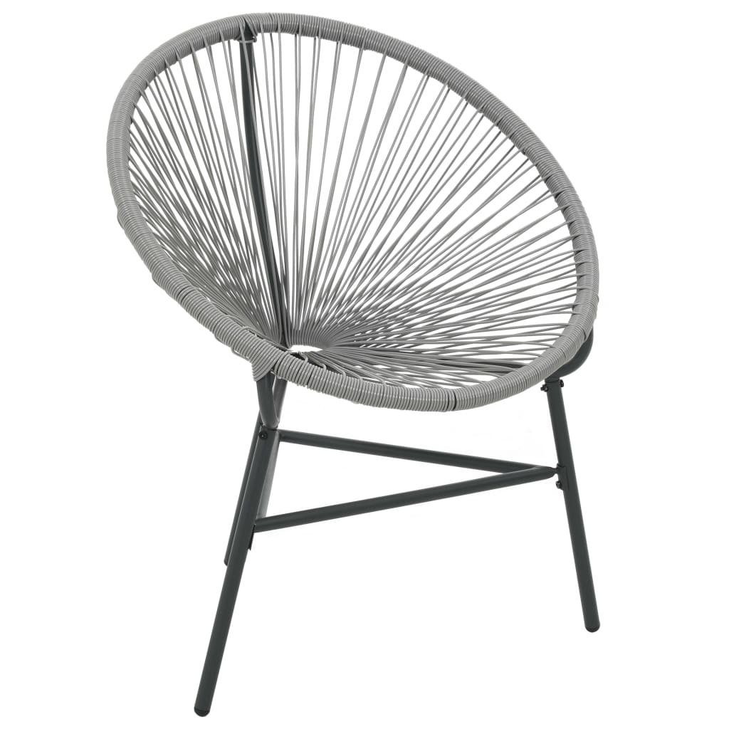 vidaXL Gartenstuhl Garten-Mond-Stuhl Poly Rattan Grau (1 St)