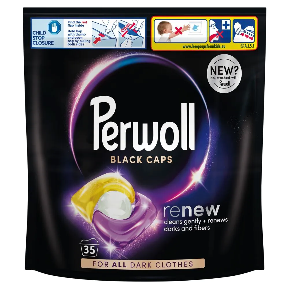 Perwoll Renew Caps juodos spalvos, 35 vnt.