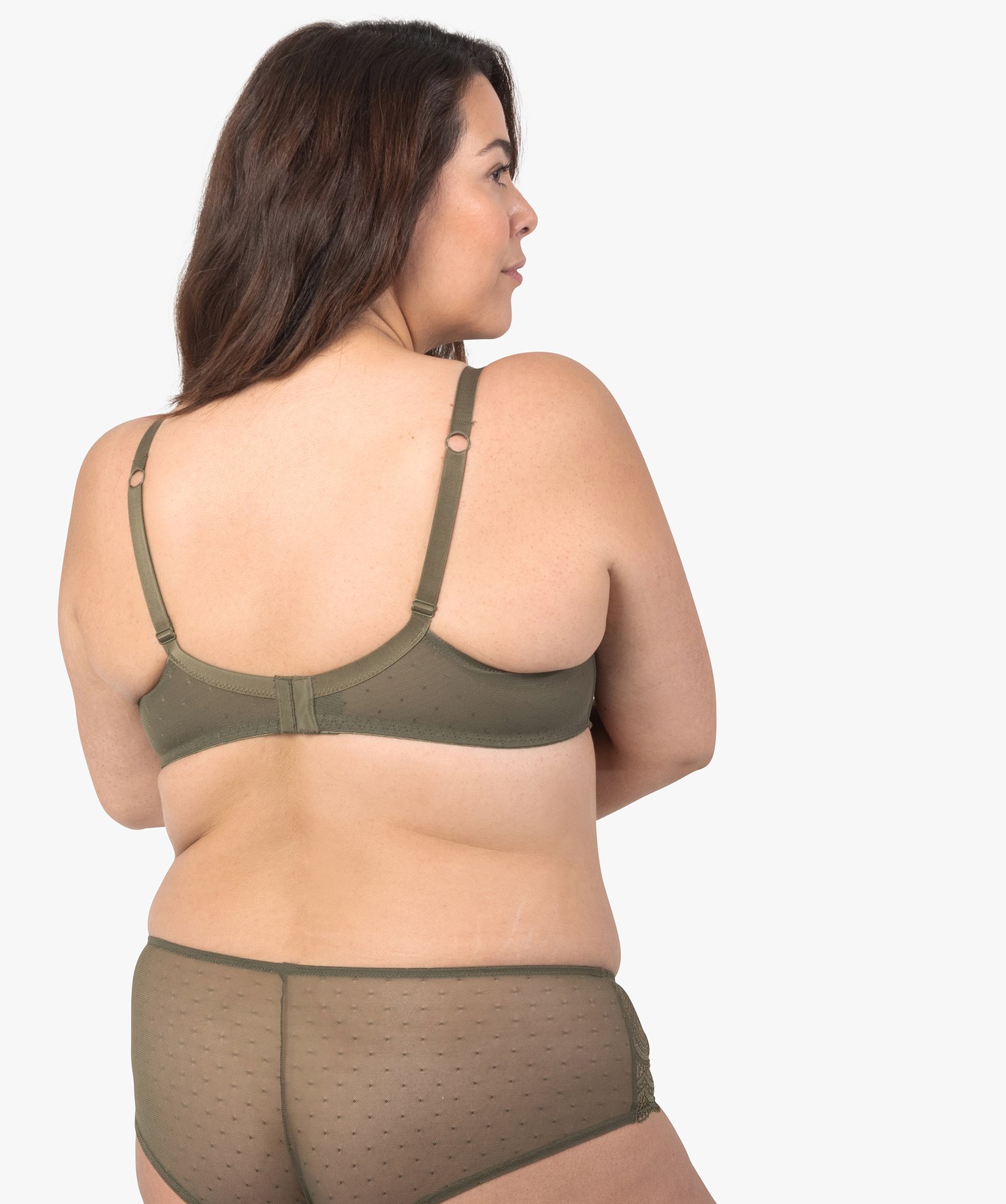 Soutien-gorge grande taille à armatures et coques fines kaki | GEMO