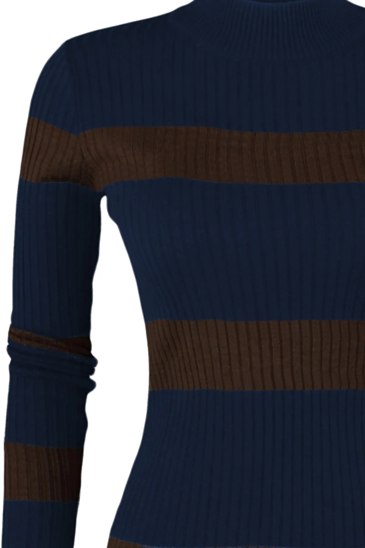 Trendyol Collection  Marineblau Marineblaues Midi-Strickkleid mit hohem Kragen TWOAW23EL00226 Kleid TWOAW23EL00226
