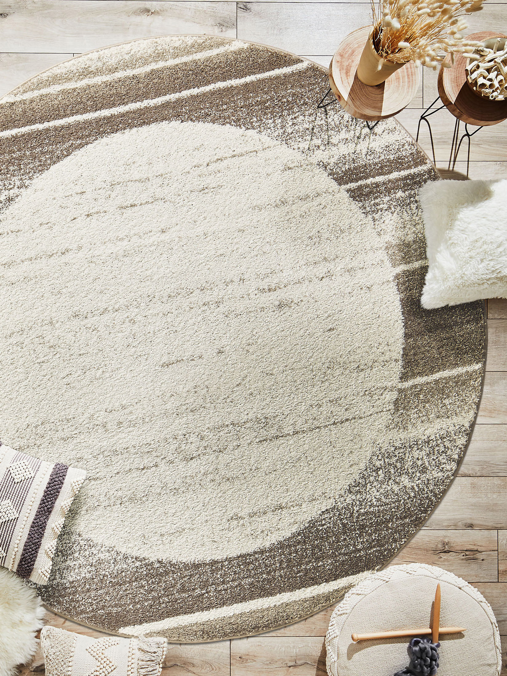 Night Life Moderner Teppich, Creme