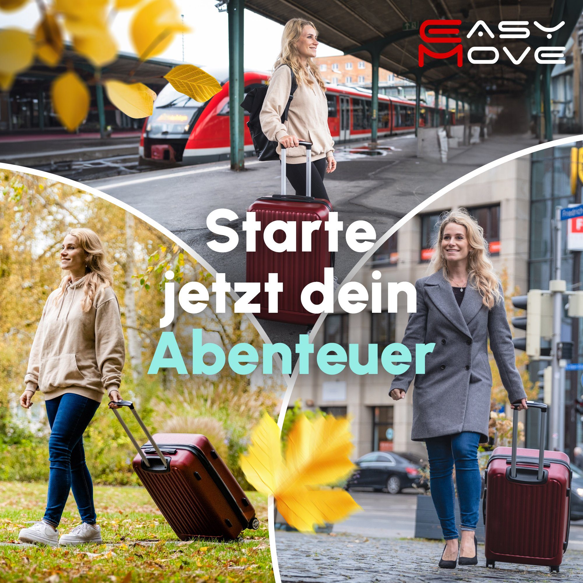 Easy Move Hartschalen-Trolley Ace 026, Reisekoffer Hartschalen-Koffer, 360° Doppelrollen, 100% ABS