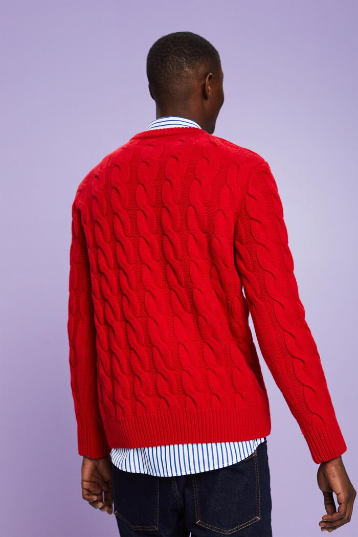 Zopfstrickpullover aus Wolle