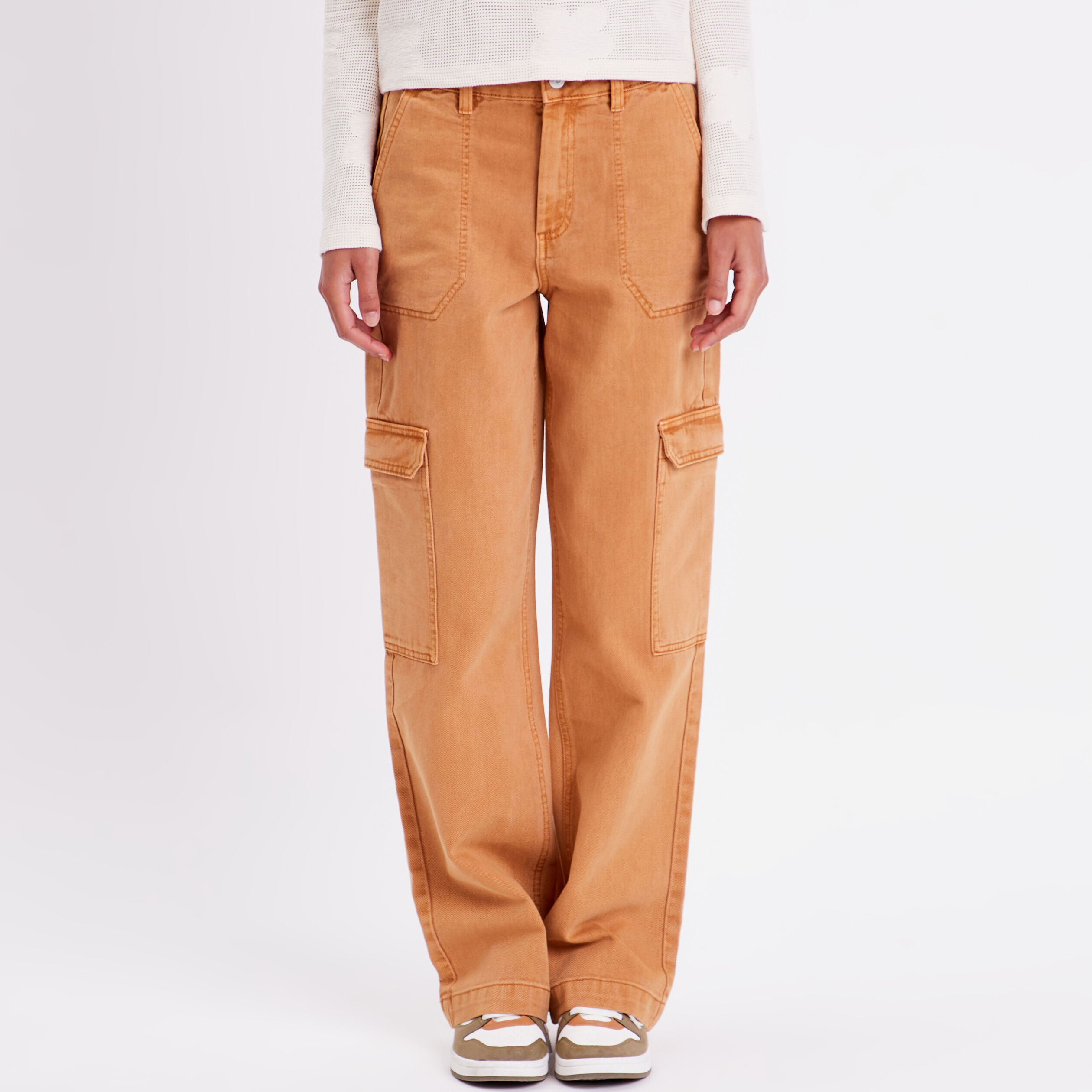 Pantalon cargo jambes larges marron femme | Cache Cache
