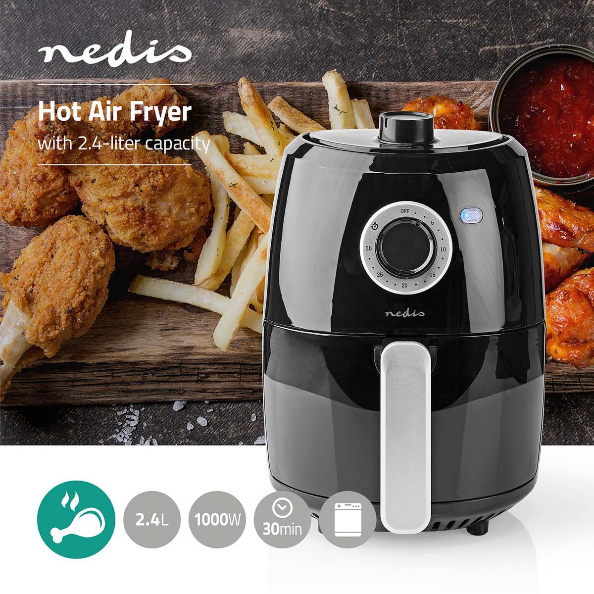 Nedis KAAF120FBK Heißluft Friteuse