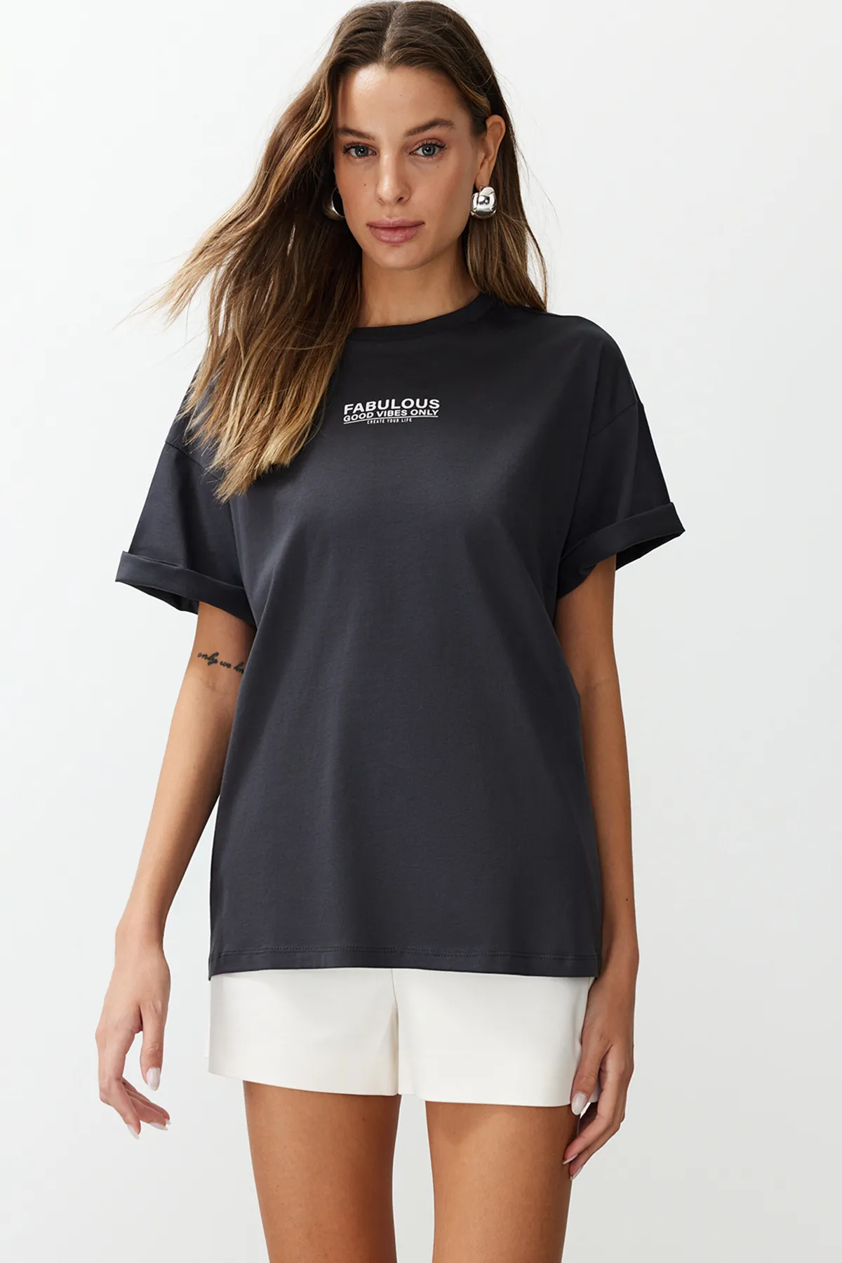 Trendyol Collection  T-Shirt - Grau - Oversized