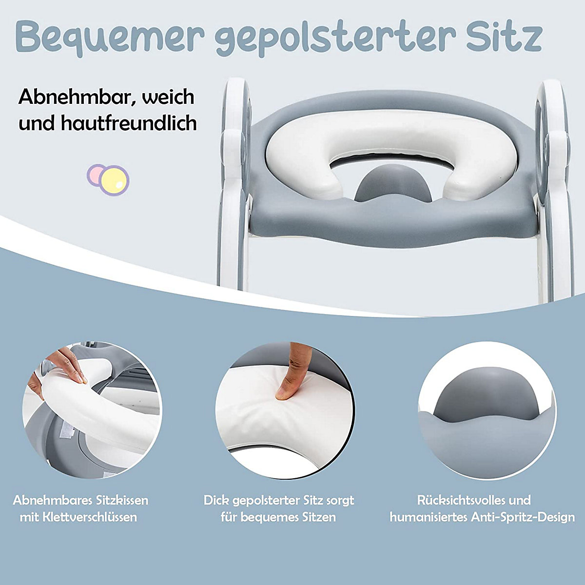 Toilettentrainer höhenverstellbar mit Leiter und Griffe