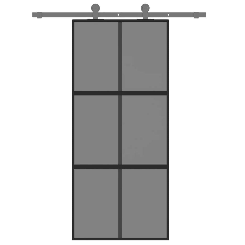 vidaXL Zimmertür Schiebetür Zimmertür Innentür Glas Schwarz 90x205 cm Hartglas und Alum