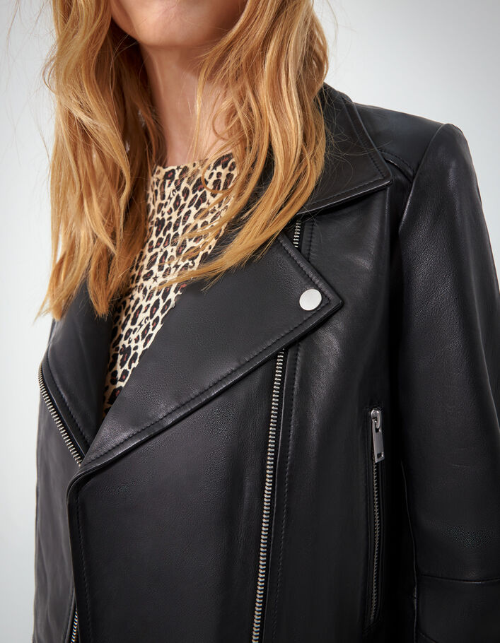 Blouson noir cuir d'agneau femme