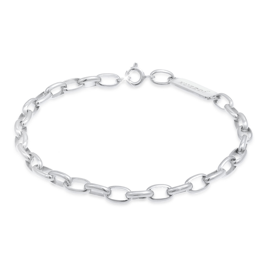 KUZZOI KUZZOI Bracelet Chaîne maille forçat ovale solide de base en 925/1000 argent mass Bracelet