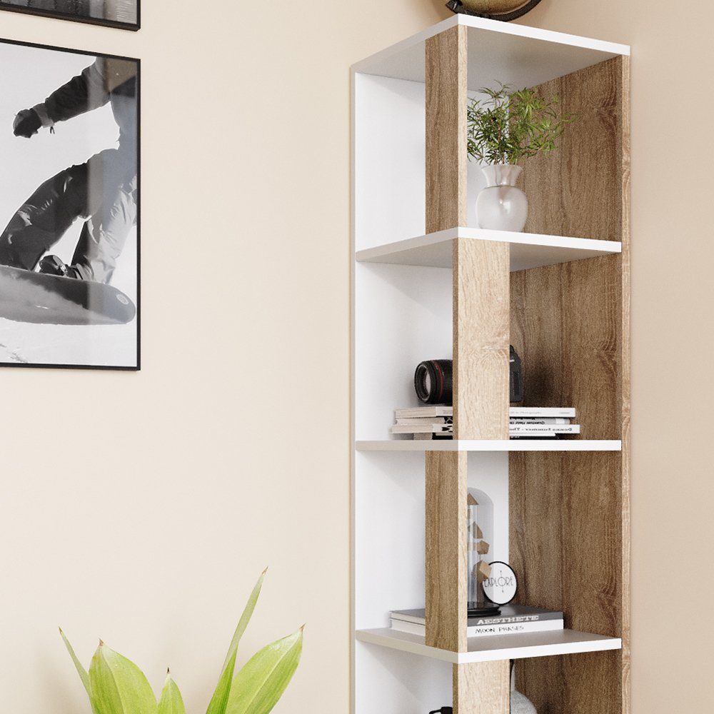 Vicco Eckregal Standregal Bücherregal LIO Sonoma / Weiß