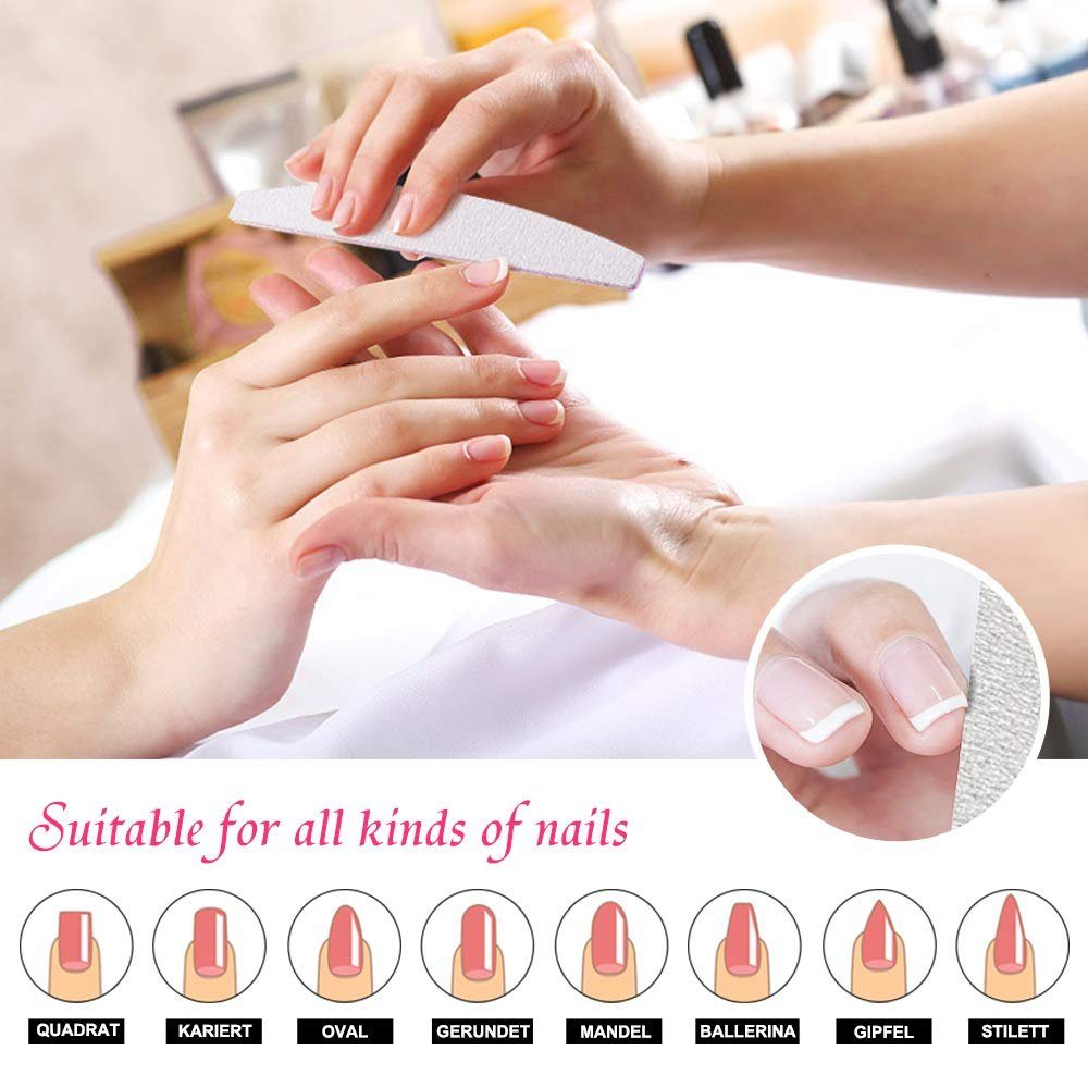 Directin Sandblatt-Nagelfeile 50 Stück Nagelfeilen 100/180 Feilen Nägel Doppelseitige Feilen, Set, für Professionel Nagelkunst, Polnischen Maniküre Nagelkunst, Polierte Nagelfeile Doppelseitige Maniküre Nagelfeile