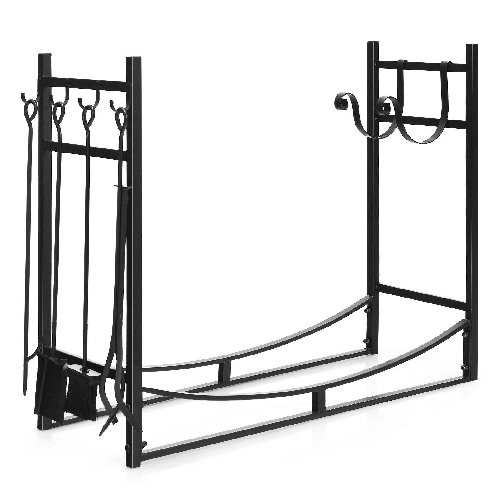 COSTWAY Kaminholzregal, BxTxH:33x90x76 cm, mit 4 tlg. Kaminbesteck Set