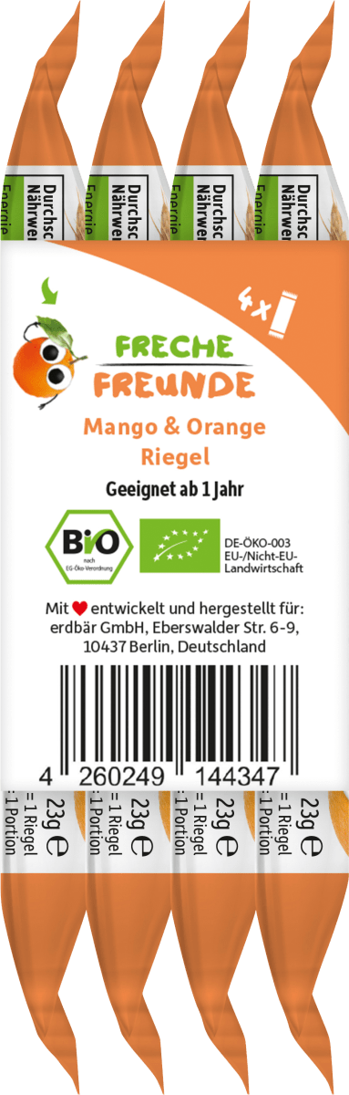 Fruchtriegel mit Getreide Mango & Orange ab 1 Jahr, 4x23g, 92 g