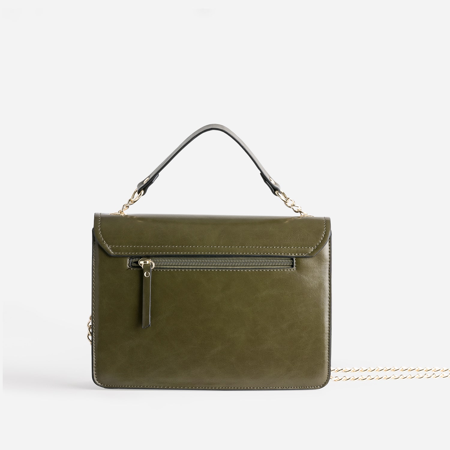 Sac à main kaki avec ouverture fantaisie