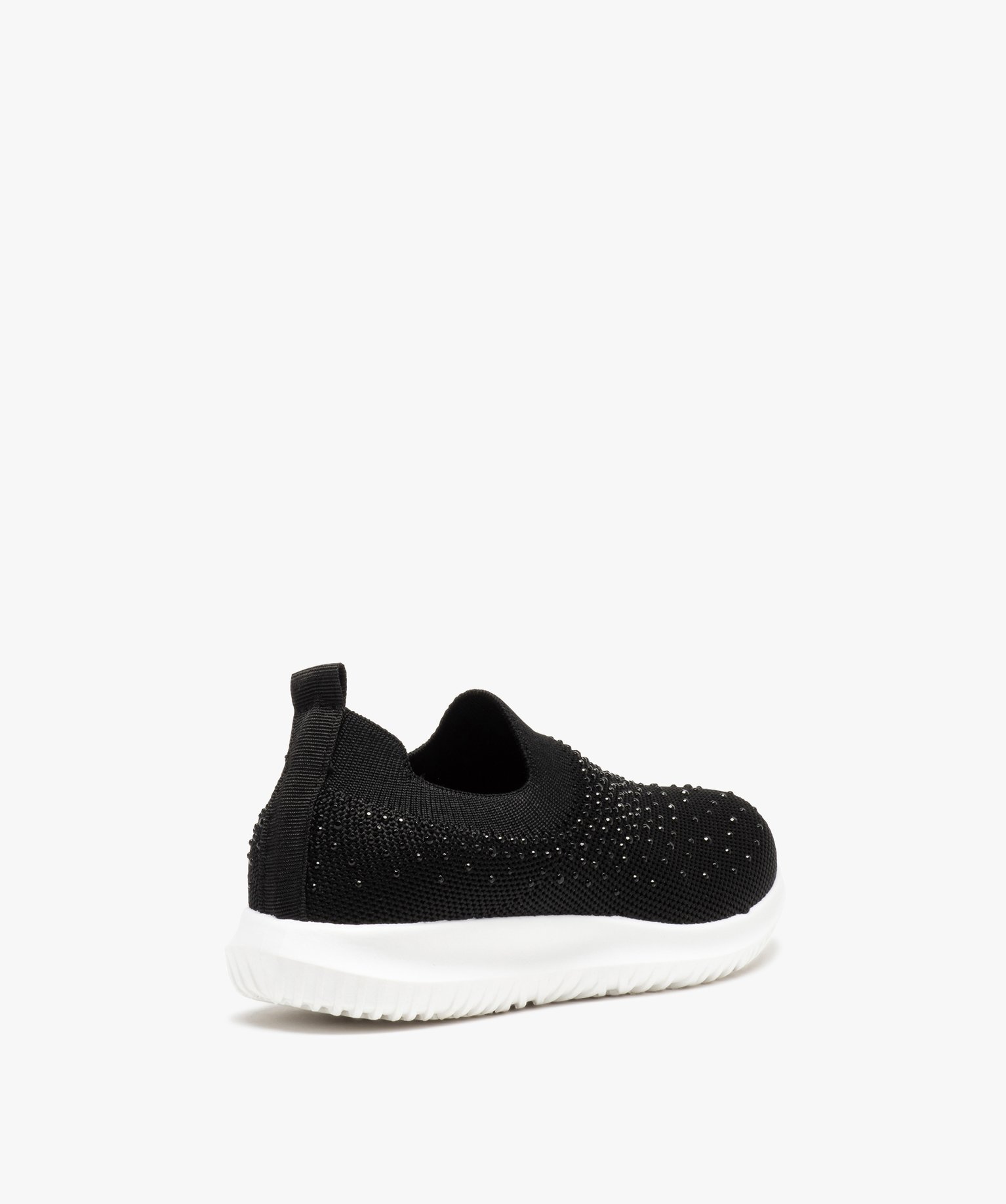 Baskets fille running unies à strass et sans lacets noir | GEMO