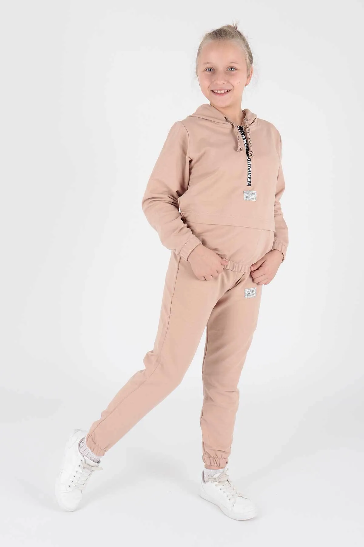 AHENGİM  Junges bedrucktes Trend-Trainingsanzug-Set für Mädchen Ak2233