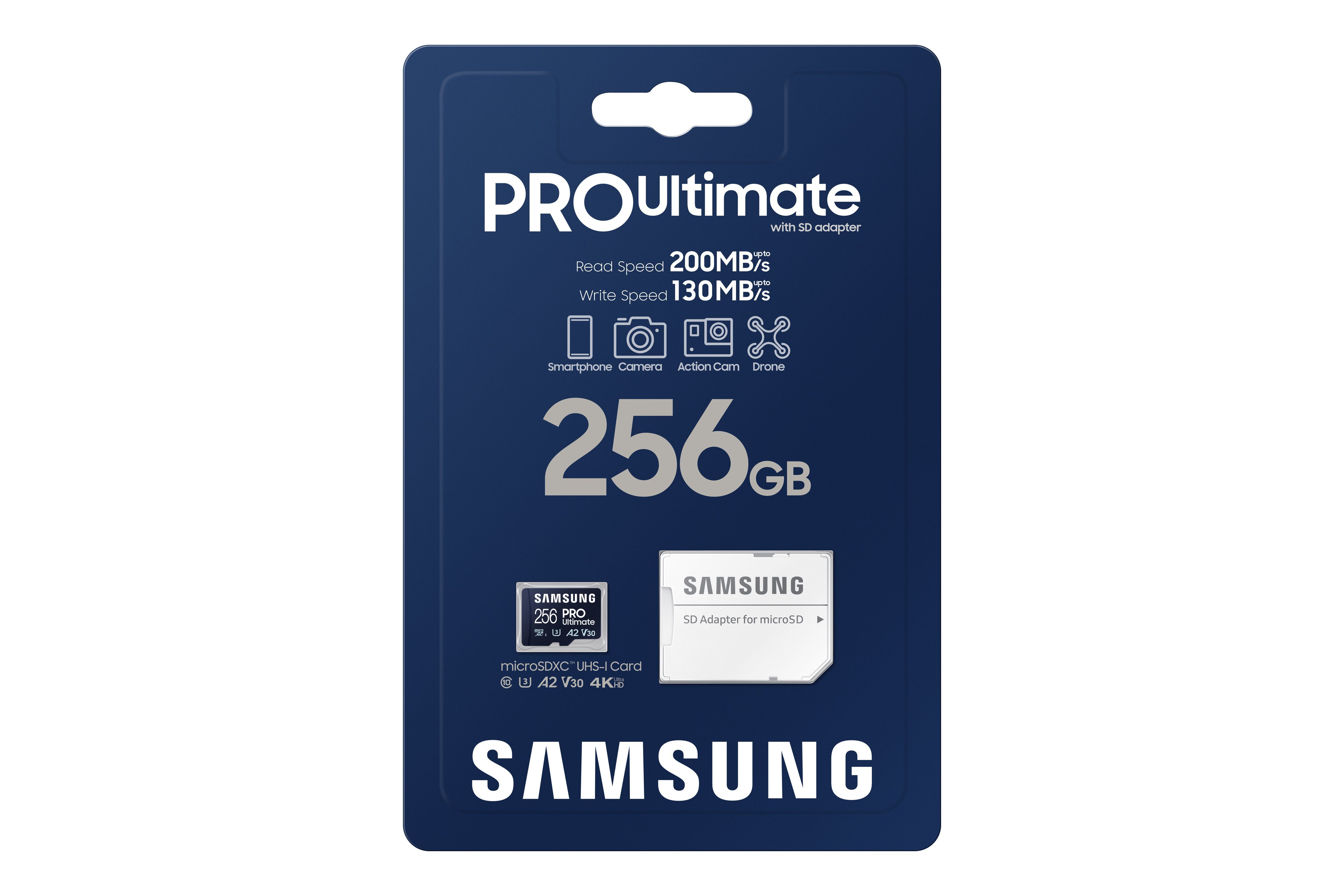 Samsung Pro Ultimate MicroSD Speicherkarte (256 GB, 200 MB/s Lesegeschwindigkeit, mit SD-Adapter)
