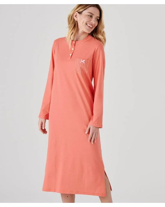 Chemise de nuit manches longues, maille jersey