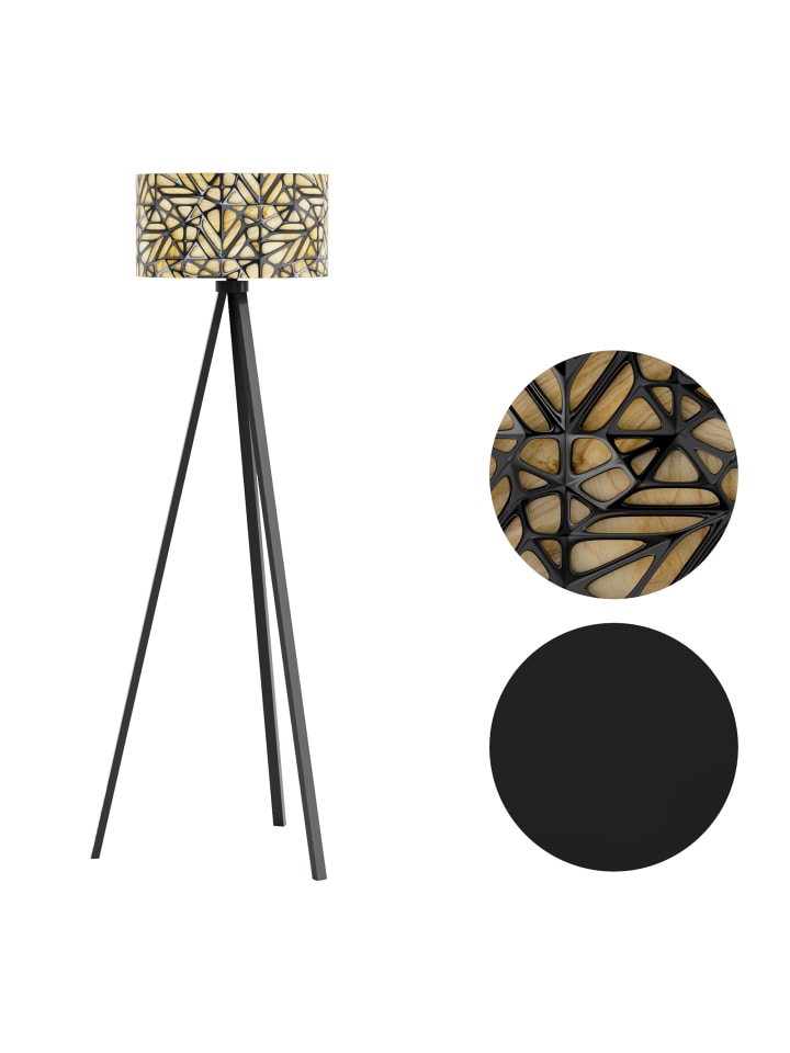 lux.pro Stehlampe Royal Tunbridge Wells in Hellbraun Schwarz (H)140cm (B)40cm (T)40cm günstig kaufen onesize