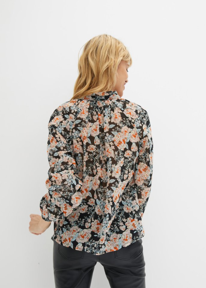 Chiffon-Bluse mit Blumenmuster