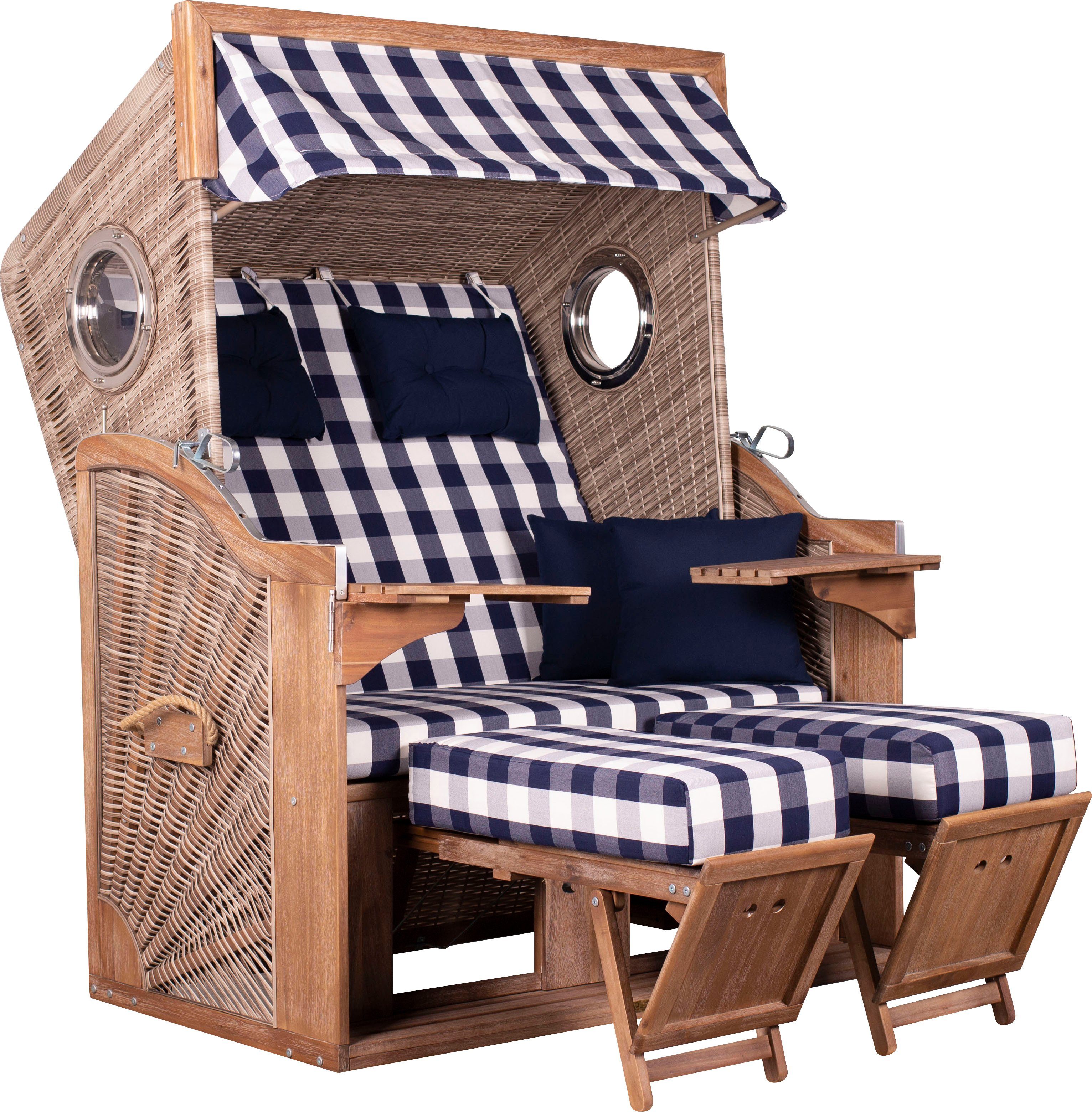 deVries Strandkorb greenline135xl, BxTxH: 130x80x165 cm, Halblieger, Ostsee-Modell