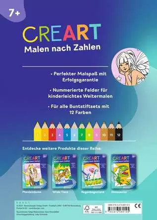 CreArt Malen nach Zahlen ab 7: Feen, Elfen, Meerjungfrauen