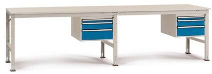 Manuflex Arbeitstisch Universal Kunststoff, Stahl Lichtgrau, Brillantblau 3.000 x 800 mm