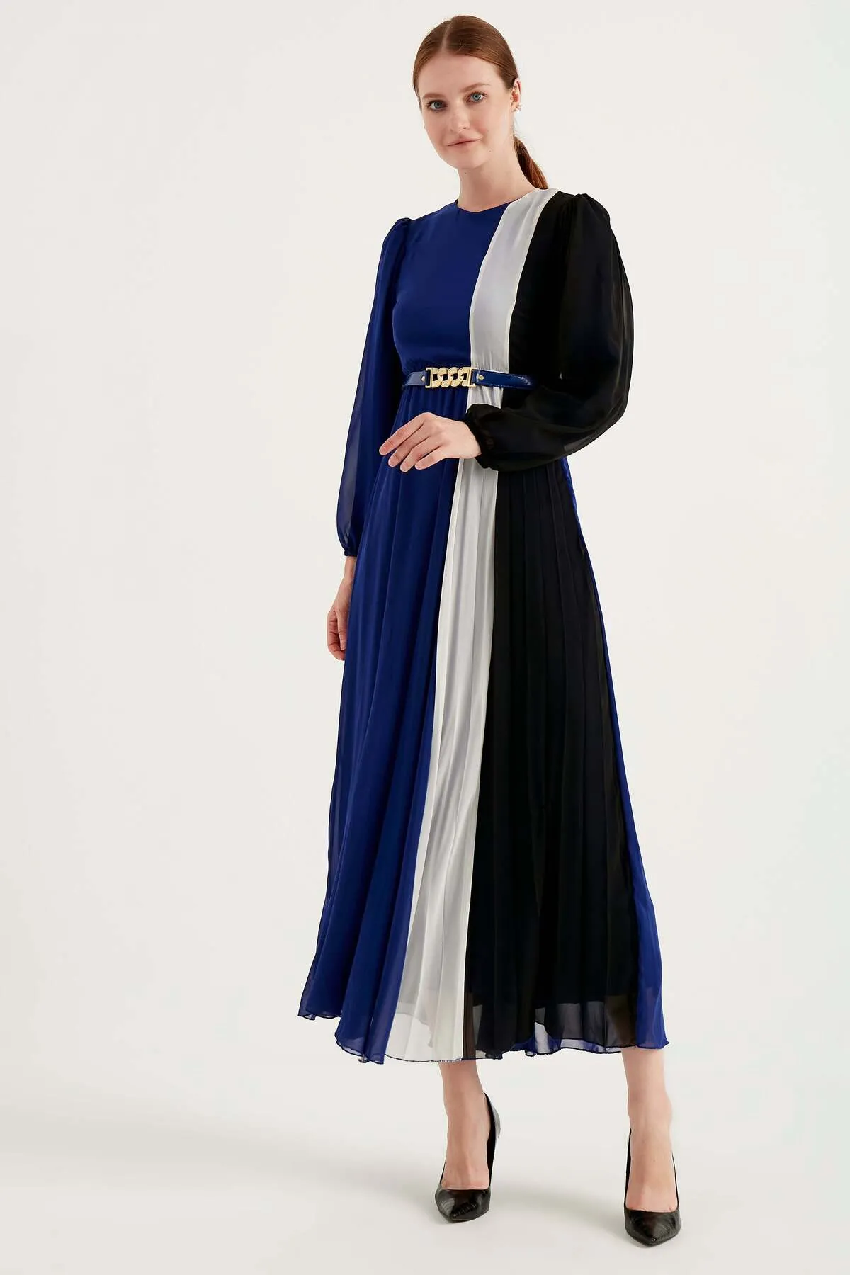 Herita  Langärmliges Plisseekleid