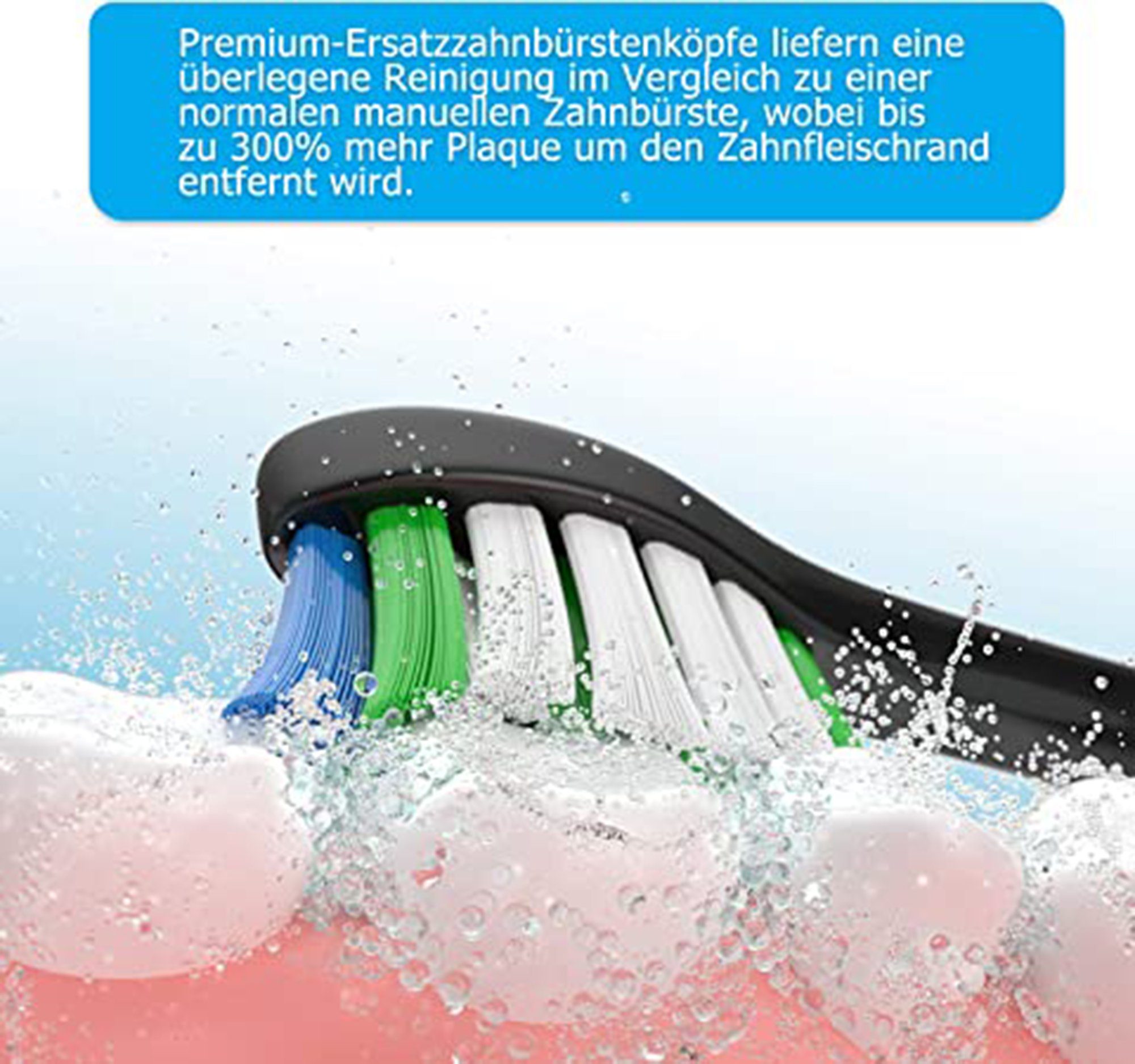 Tisoutec Aufsteckbürsten Standard-Bürstenköpfe Kompatibel mit Philips Sonicare, (Modell HX3/HX6/HX9 Serie) ,Aufsteckbürsten für Schallzahnbürsten Ersatzbürsten Standard-Bürstenköpfe,Elektrische Zahnbürste Aufsteckbürsten täglich präzise Zahnreinigung