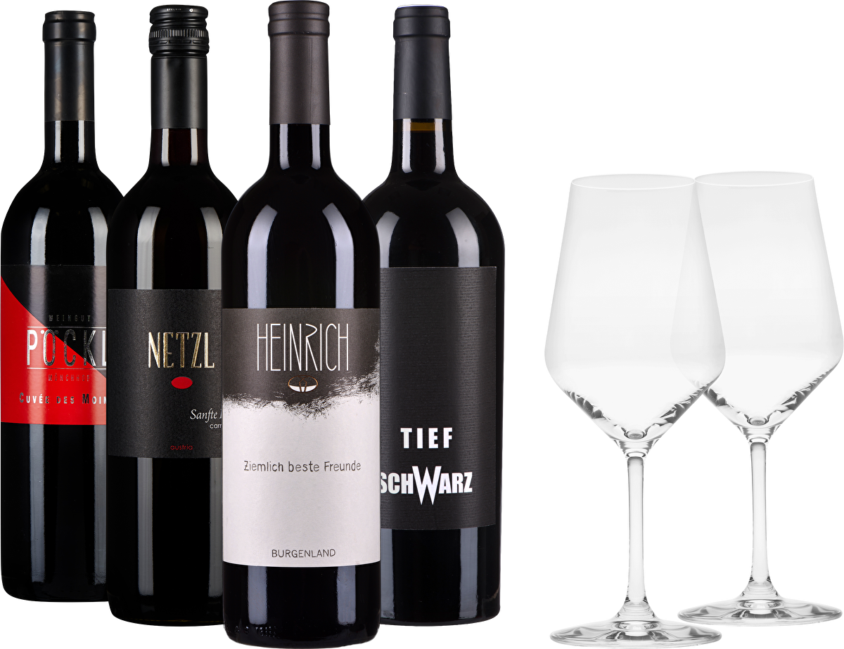 Rotwein Probierpaket + 2 Gläser gratis